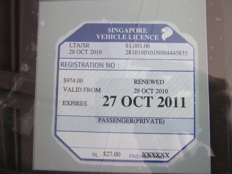 Road Tax For Private Passenger Vehicle